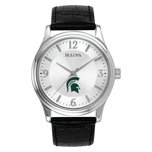 Men's Silver Michigan State Spartans Leather Watch