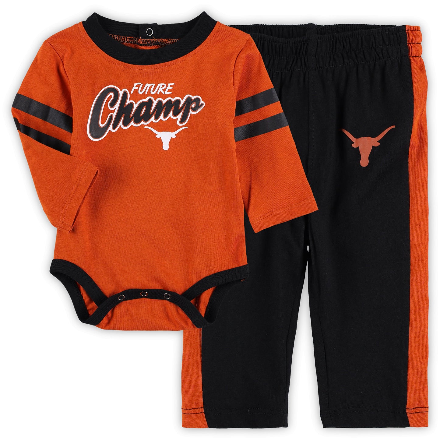 Newborn & Infant Texas Orange/Black Texas Longhorns Little Kicker Long Sleeve Bodysuit & Sweatpants Set