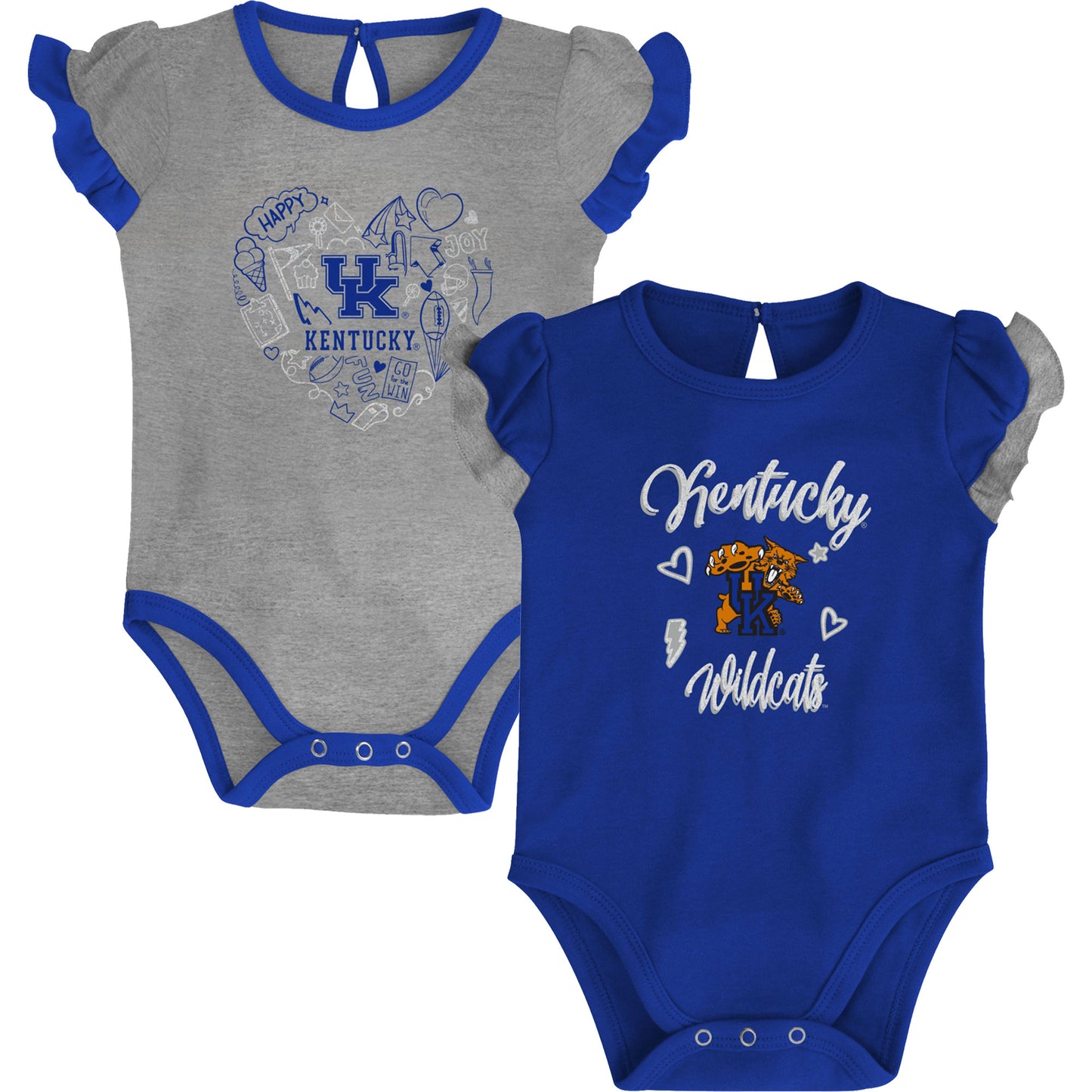 Girls Newborn & Infant Royal/Heather Gray Kentucky Wildcats Too Much Love Two-Piece Bodysuit Set