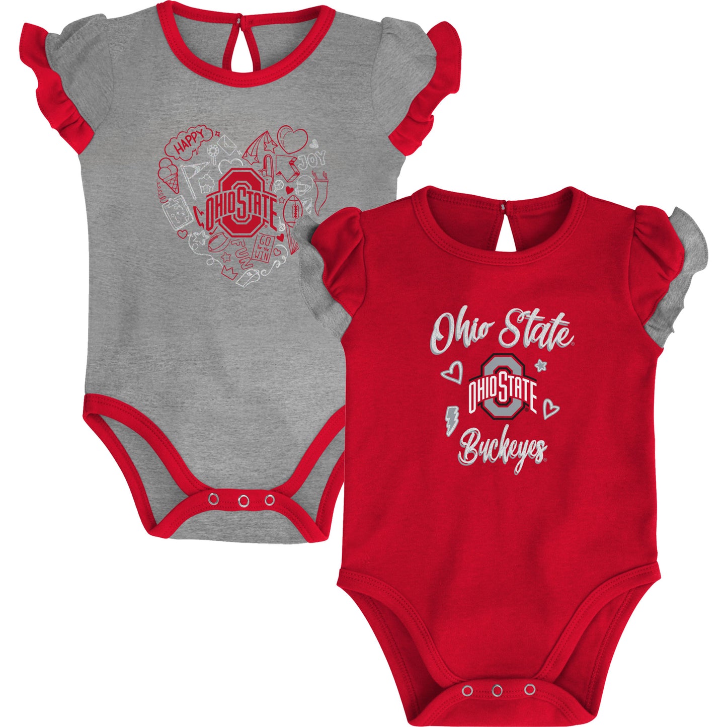 Girls Newborn & Infant Scarlet/Heather Gray Ohio State Buckeyes Too Much Love Two-Piece Bodysuit Set