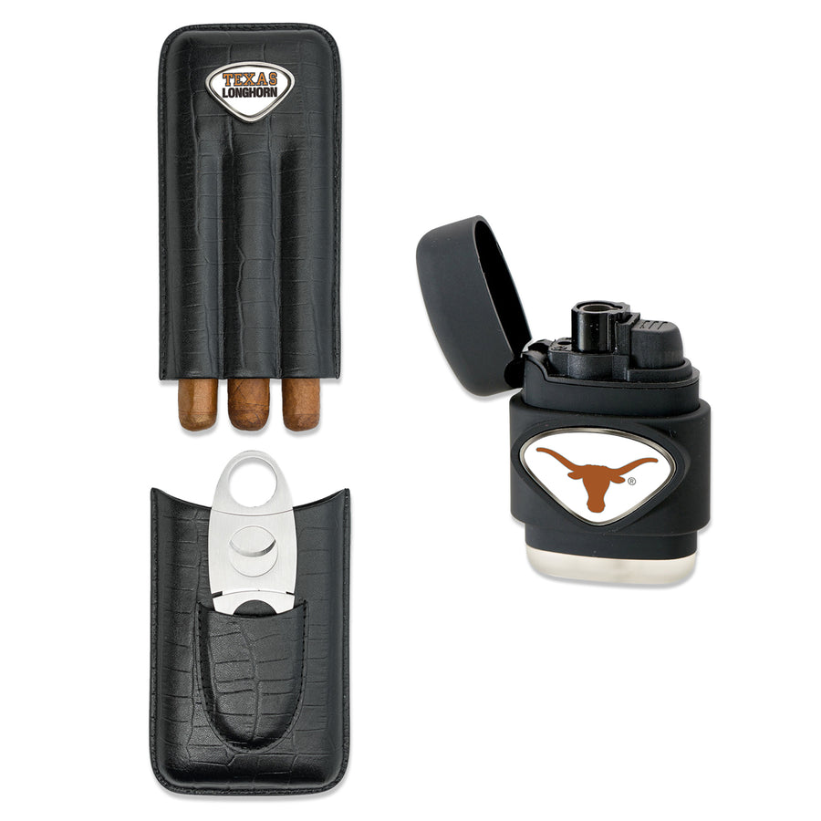 Black Texas Longhorns Cigar Gift Set