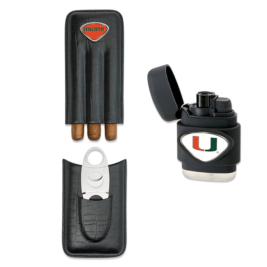 Black Miami Hurricanes Cigar Gift Set