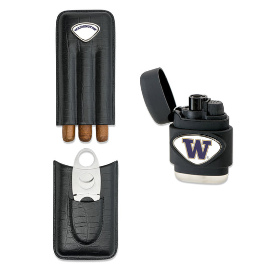 Black Washington Huskies Cigar Gift Set