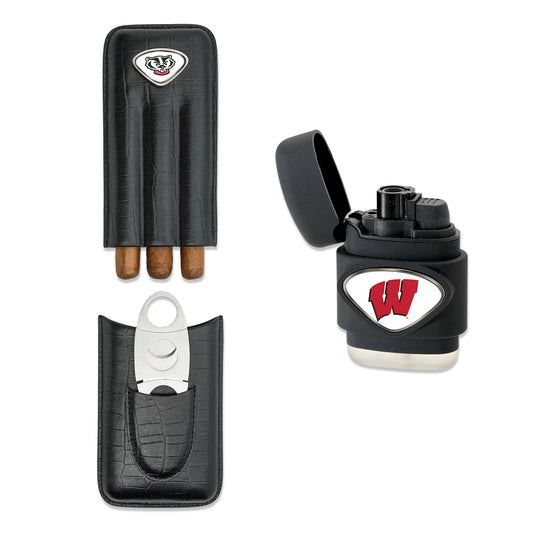 Black Wisconsin Badgers Cigar Gift Set