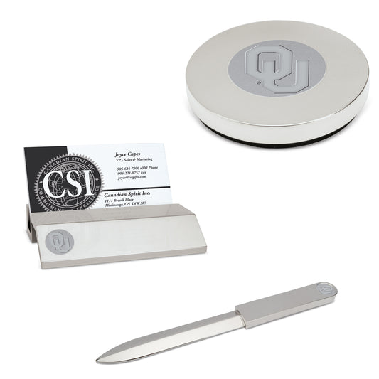Silver Oklahoma Sooners Desk Gift Set