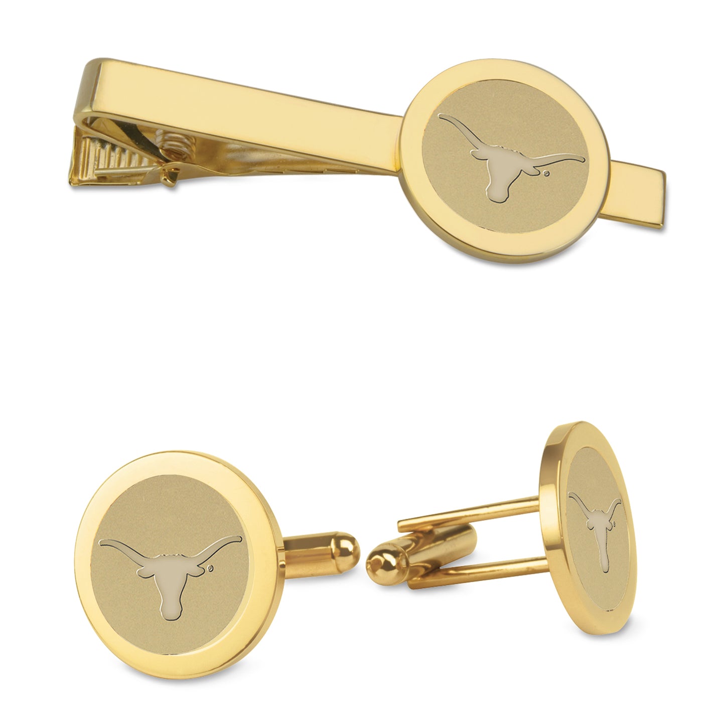 Men's Gold Texas Longhorns Cufflinks & Tie Bar Gift Set