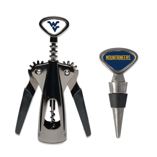 Silver West Virginia Mountaineers Wine Gift Set