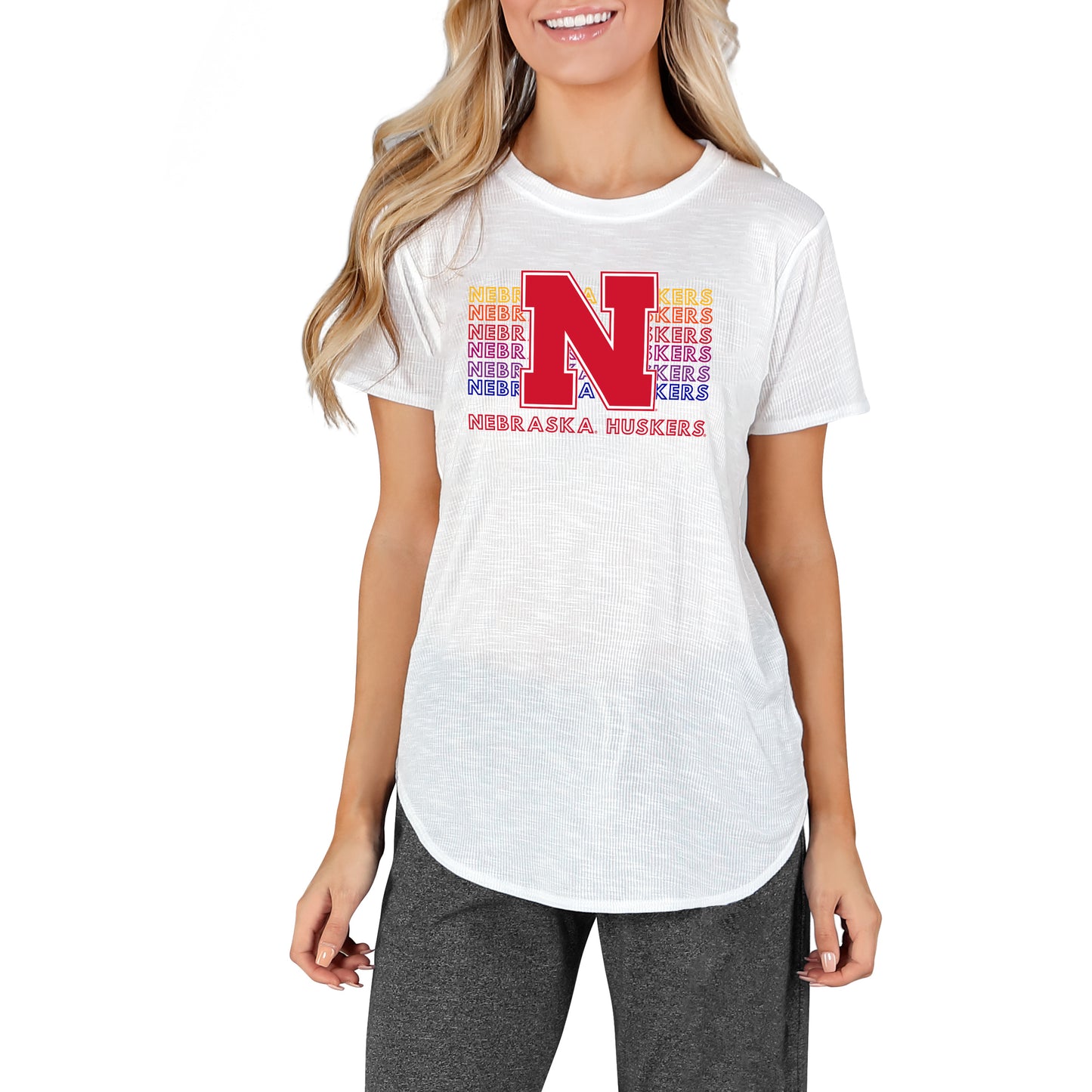 Women's Concepts Sport White Nebraska Huskers Gable Knit T-Shirt