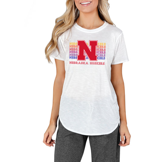 Women's Concepts Sport White Nebraska Huskers Gable Knit T-Shirt