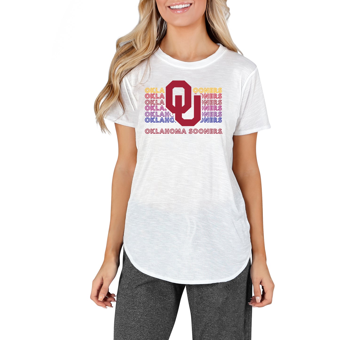 Women's Concepts Sport White Oklahoma Sooners Gable Knit T-Shirt