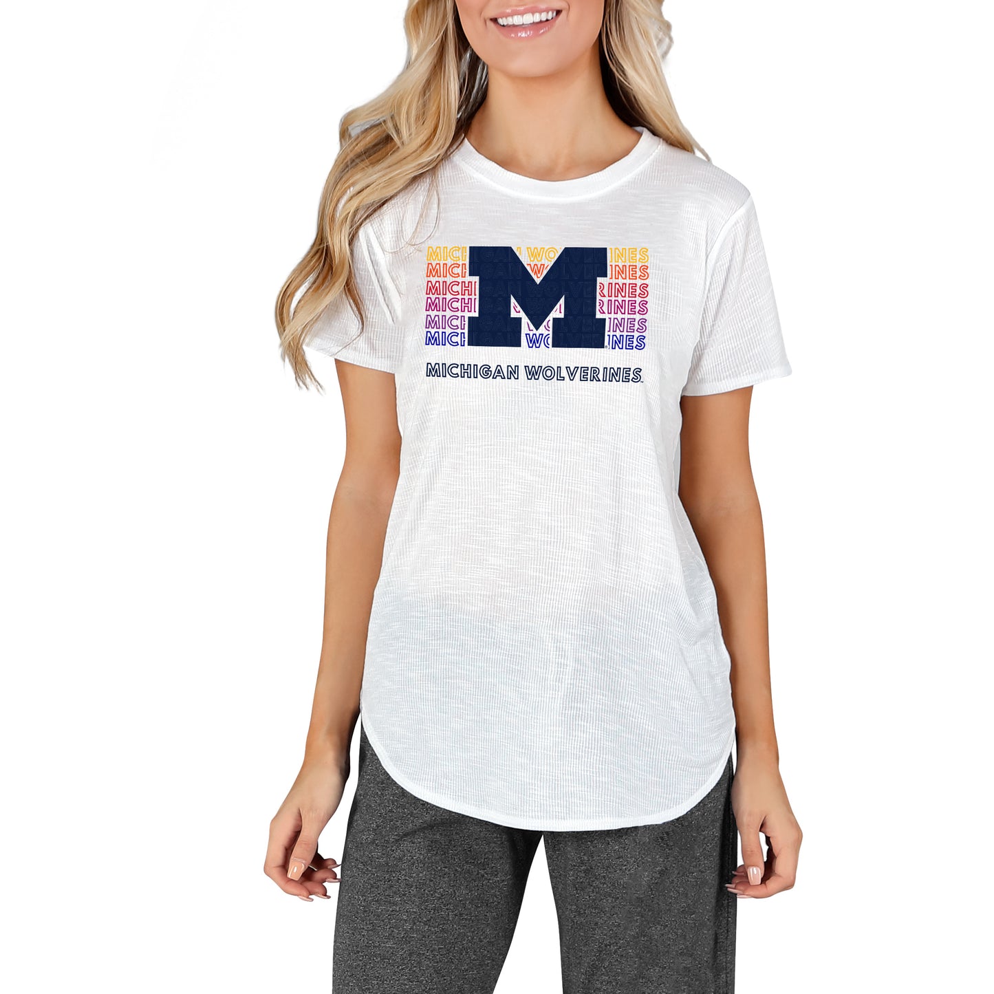 Women's Concepts Sport White Michigan Wolverines Gable Knit T-Shirt