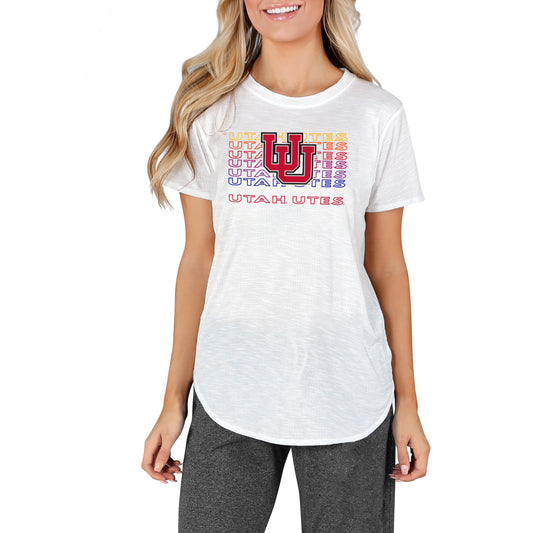 Women's Concepts Sport White Utah Utes Gable Knit T-Shirt