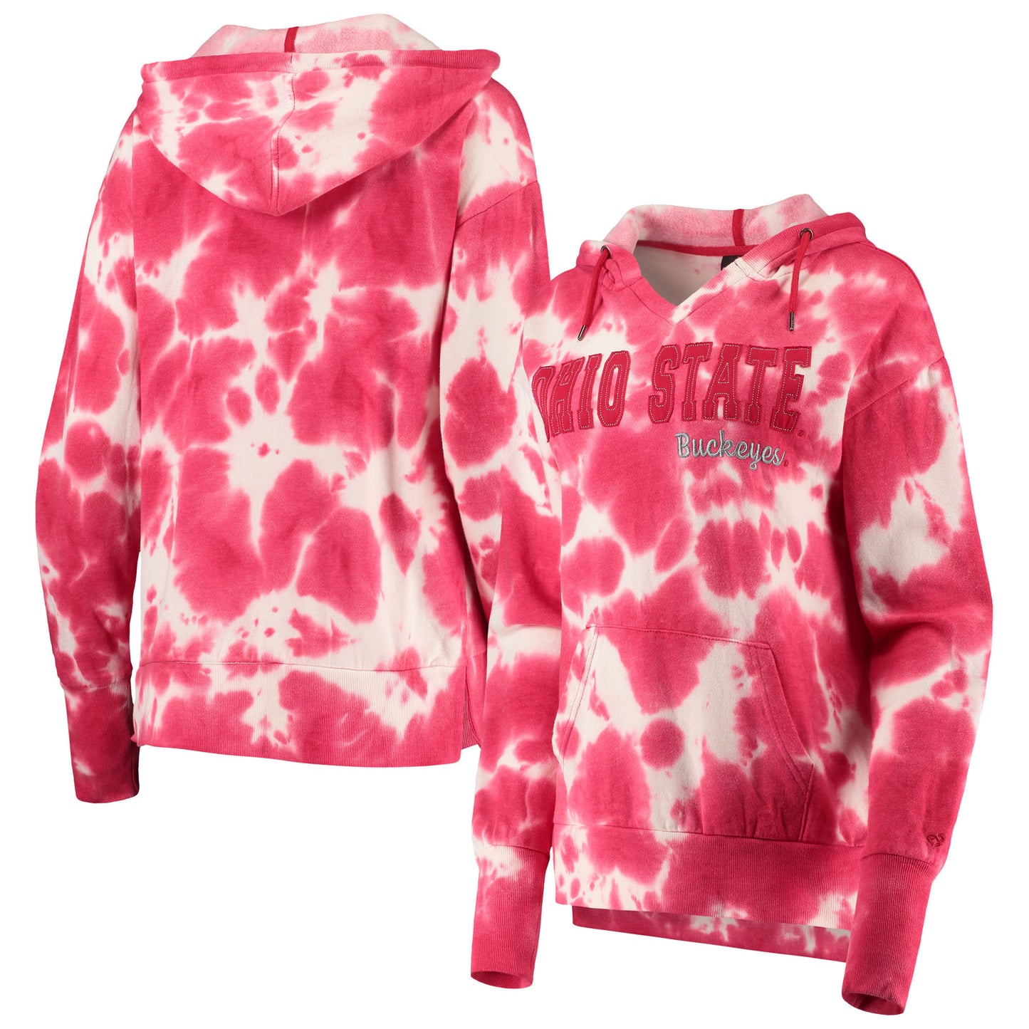 Women's Colosseum Scarlet Ohio State Buckeyes Shavonee Tie-Dye Pullover Hoodie