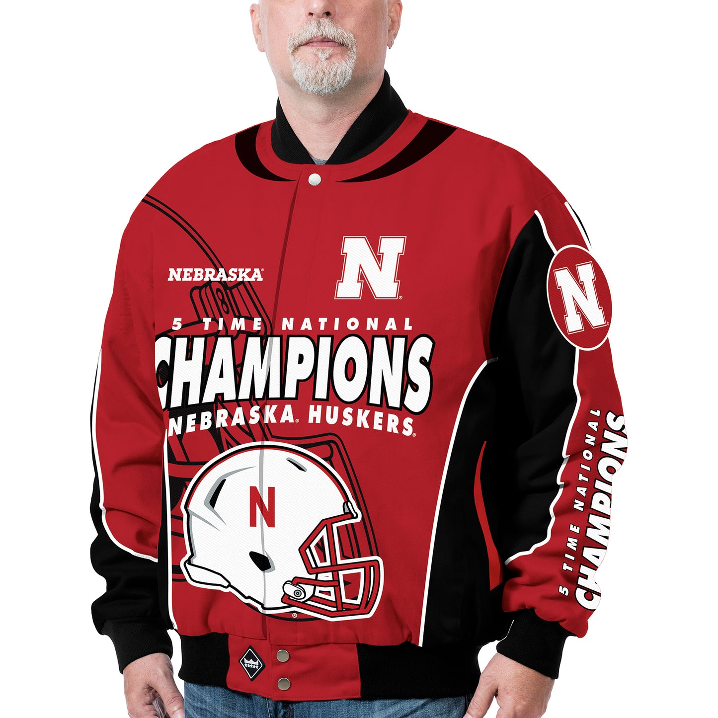 Men's Franchise Club Scarlet Nebraska Huskers 5-Time Football National Champions Commemorative Twill Full-Snap Jacket