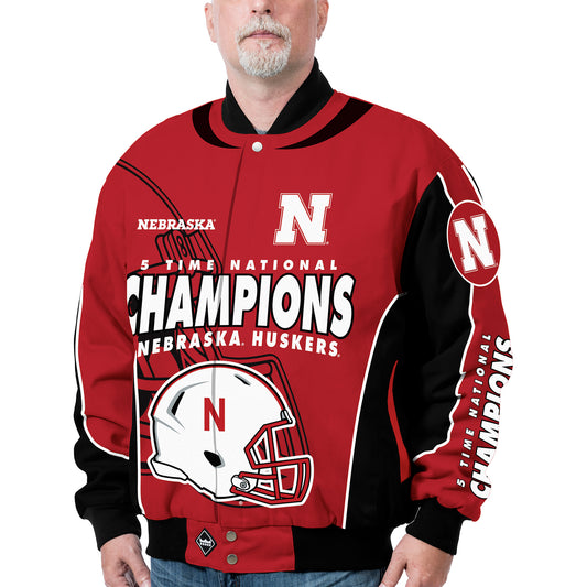 Men's Franchise Club Scarlet Nebraska Huskers 5-Time Football National Champions Commemorative Twill Full-Snap Jacket