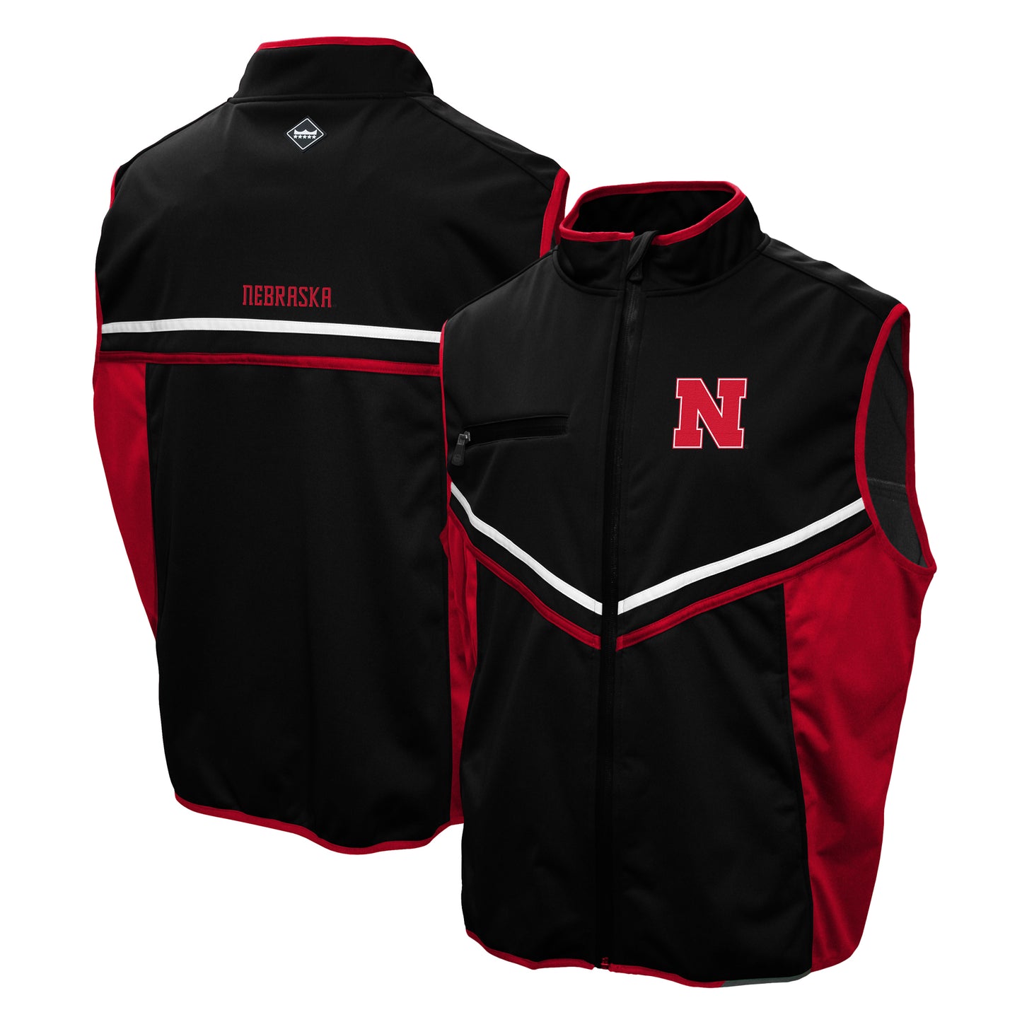 Men's Franchise Club Black Nebraska Huskers Drive Softshell Full-Zip Vest