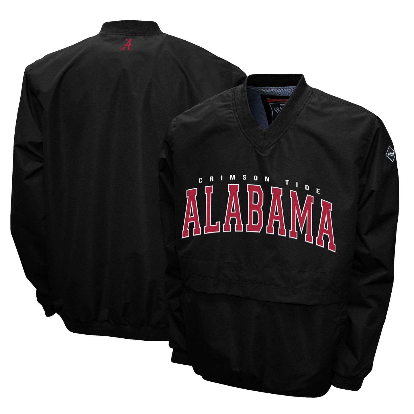 Men's Franchise Club Black Alabama Crimson Tide Members Windshell V-Neck Pullover Jacket