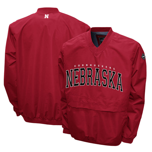 Men's Franchise Club Scarlet Nebraska Huskers Members Windshell V-Neck Pullover Jacket