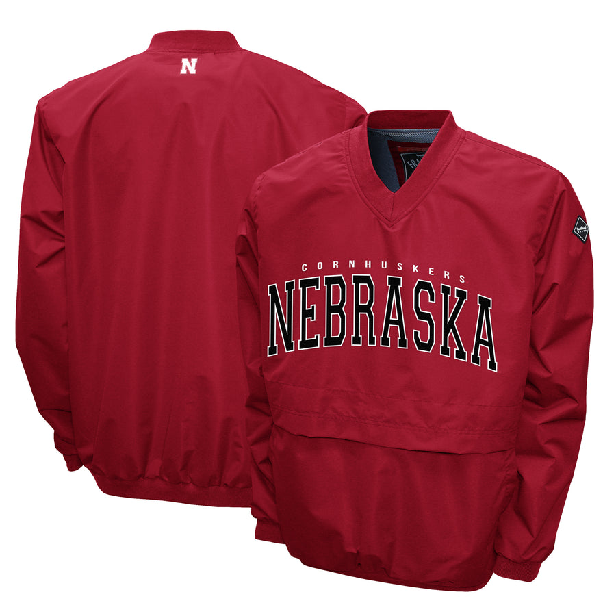 Men's Franchise Club Scarlet Nebraska Huskers Members Windshell V-Neck Pullover Jacket