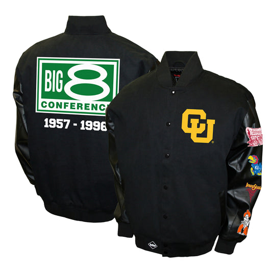 Men's Franchise Club Black Colorado Buffaloes 1957-1996 Big 8 Conference Commemorative Twill Full-Snap Jacket