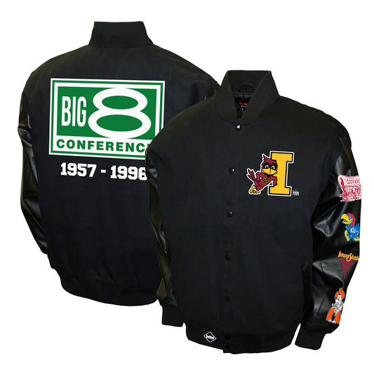 Men's Franchise Club Black Iowa State Cyclones 1957-1996 Big 8 Conference Commemorative Twill Full-Snap Jacket