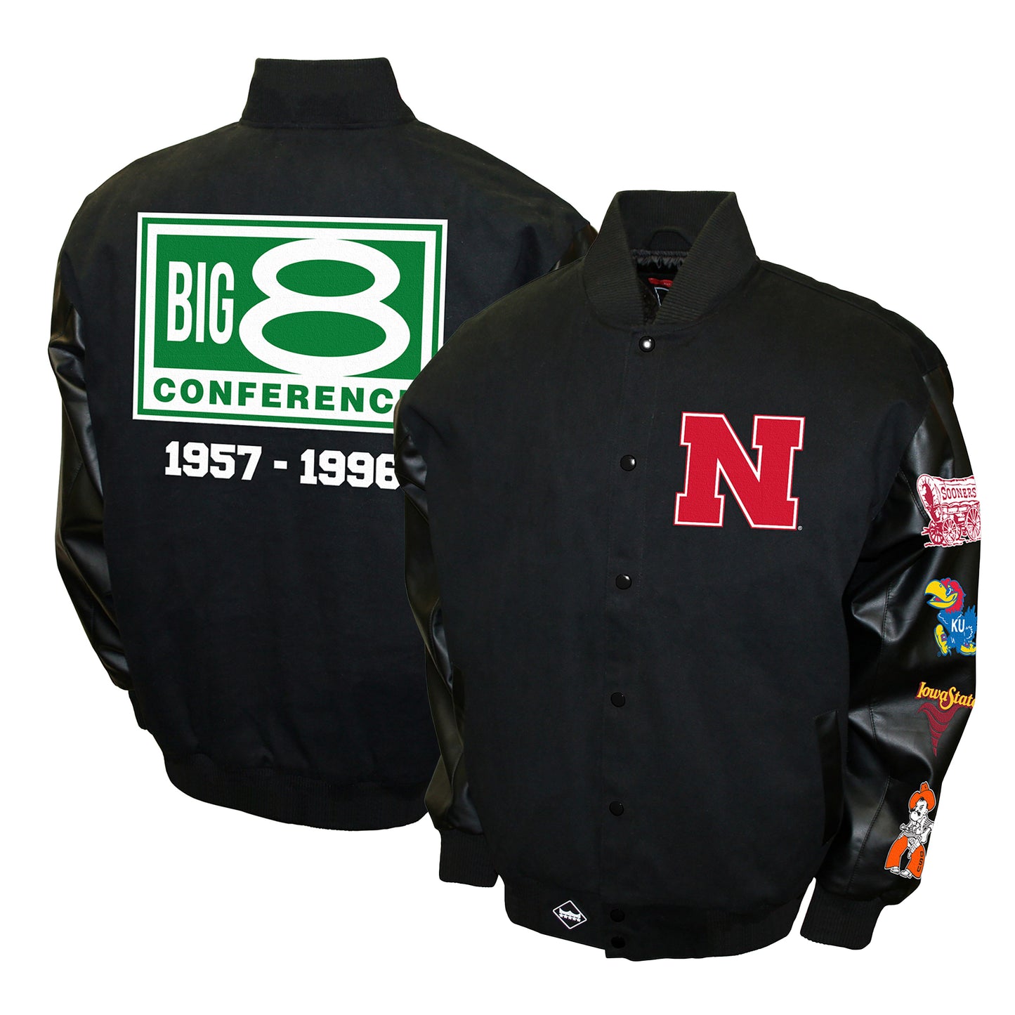 Men's Franchise Club Black Nebraska Huskers 1957-1996 Big 8 Conference Commemorative Twill Full-Snap Jacket