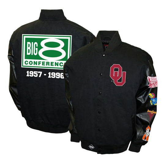 Men's Franchise Club Black Oklahoma Sooners 1957-1996 Big 8 Conference Commemorative Twill Full-Snap Jacket