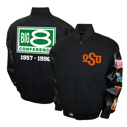 Men's Franchise Club Black Oklahoma State Cowboys 1957-1996 Big 8 Conference Commemorative Twill Full-Snap Jacket