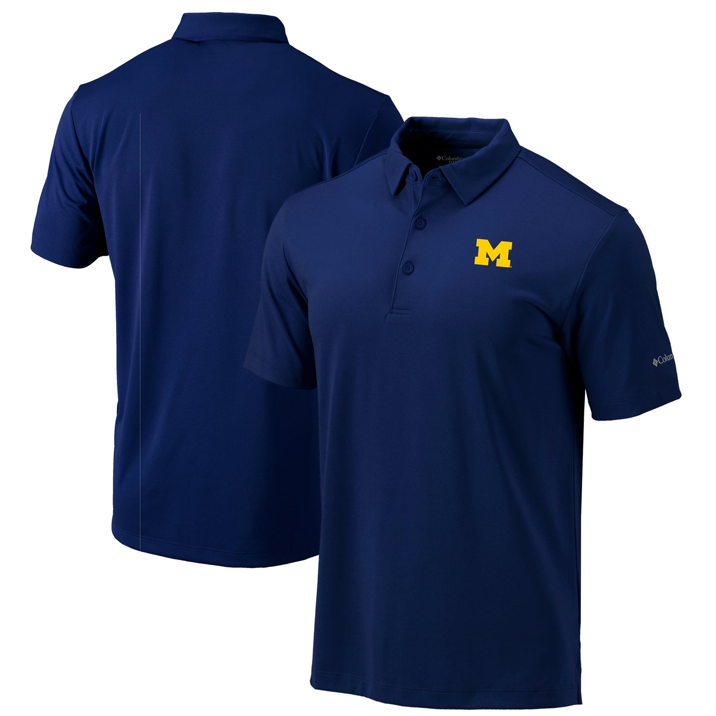 Men's Columbia Navy Michigan Wolverines Omni-Wick Drive Polo