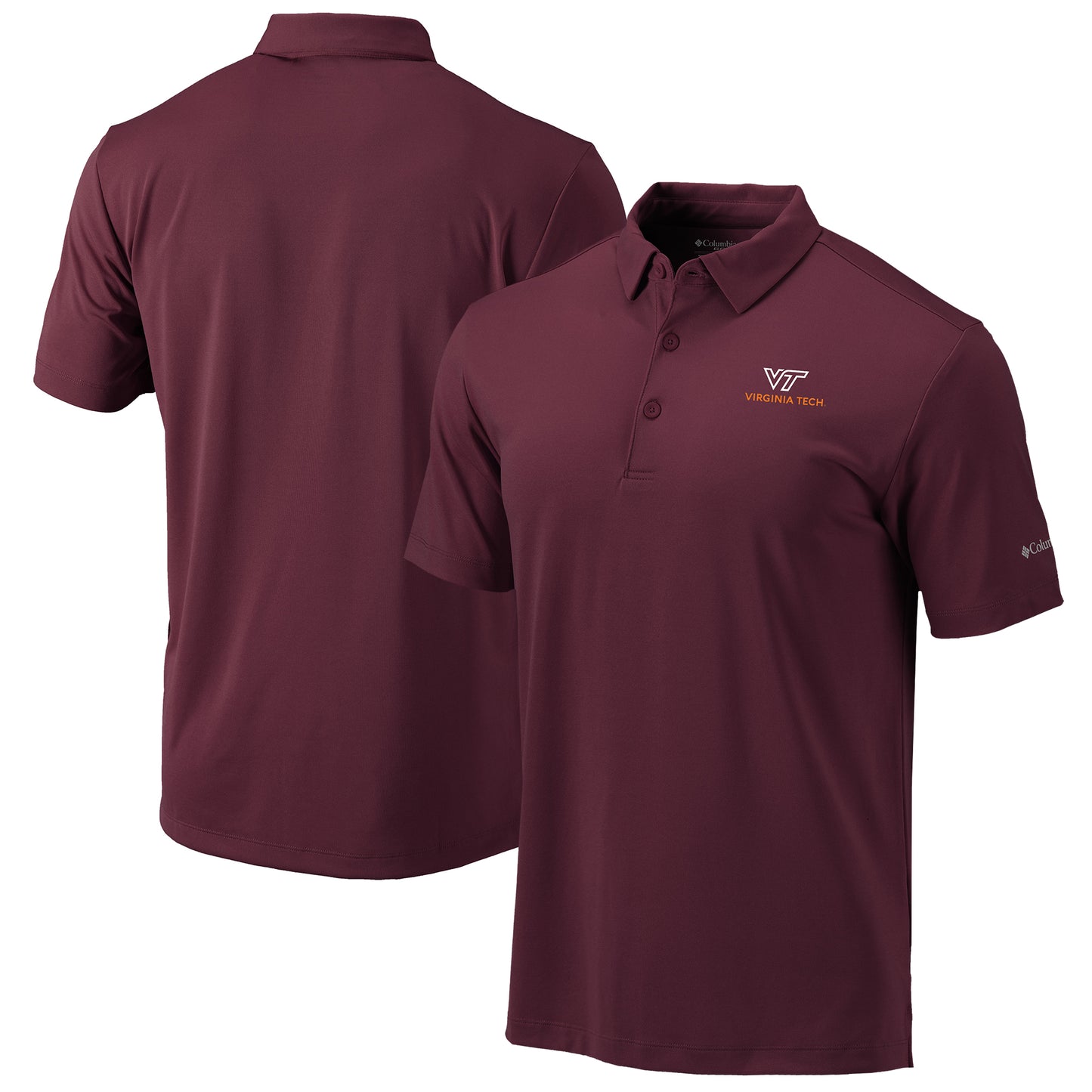 Men's Columbia Maroon Virginia Tech Hokies Omni-Wick Drive Polo