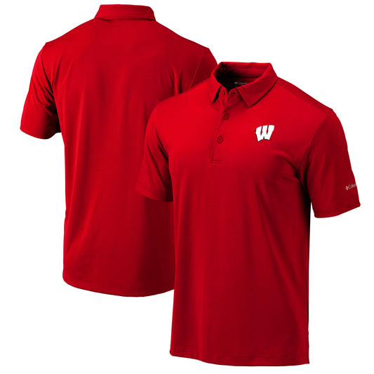 Men's Columbia Red Wisconsin Badgers Omni-Wick Drive Polo