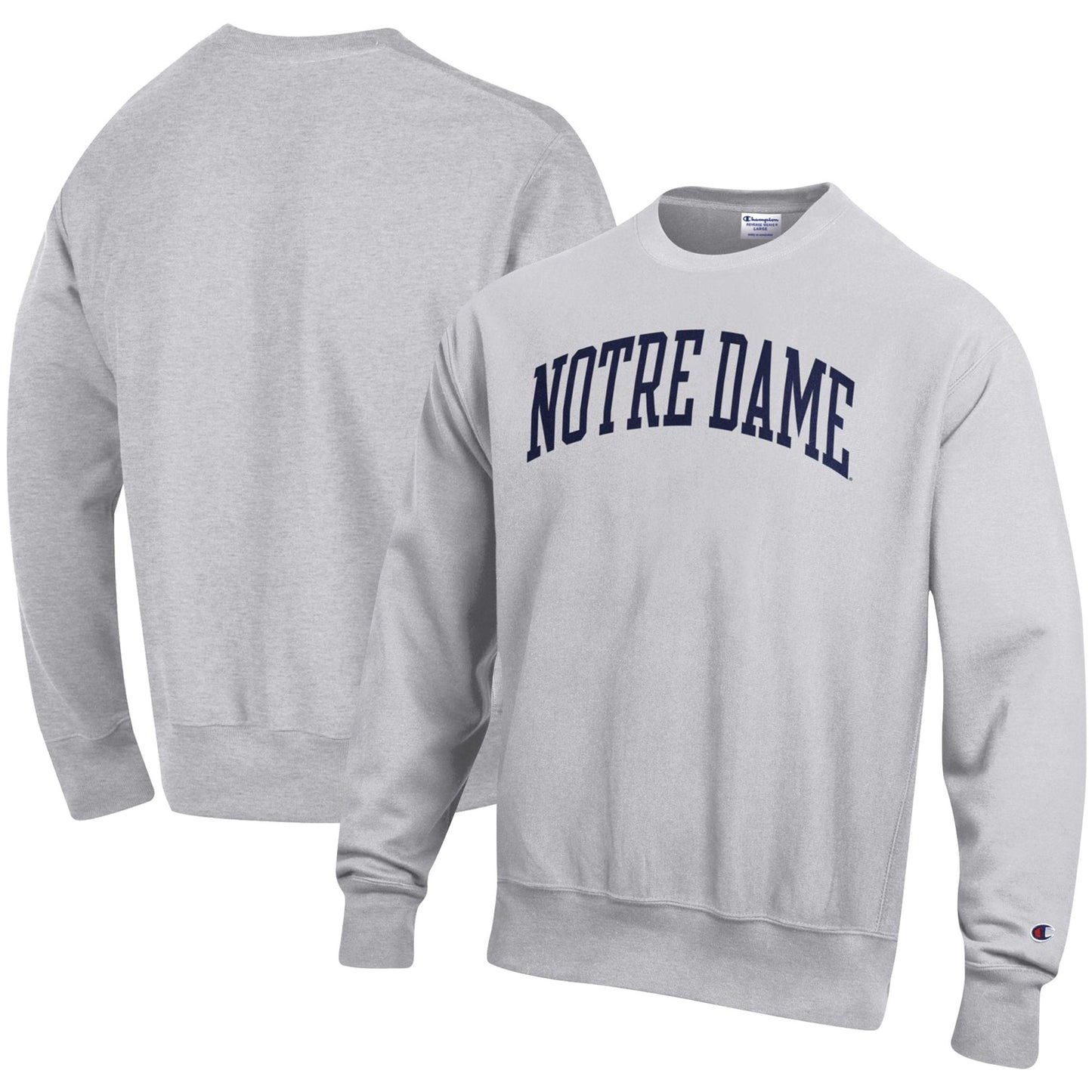 Men's Champion Ash Notre Dame Fighting Irish Big & Tall Reverse Weave Fleece Crewneck Pullover Sweatshirt