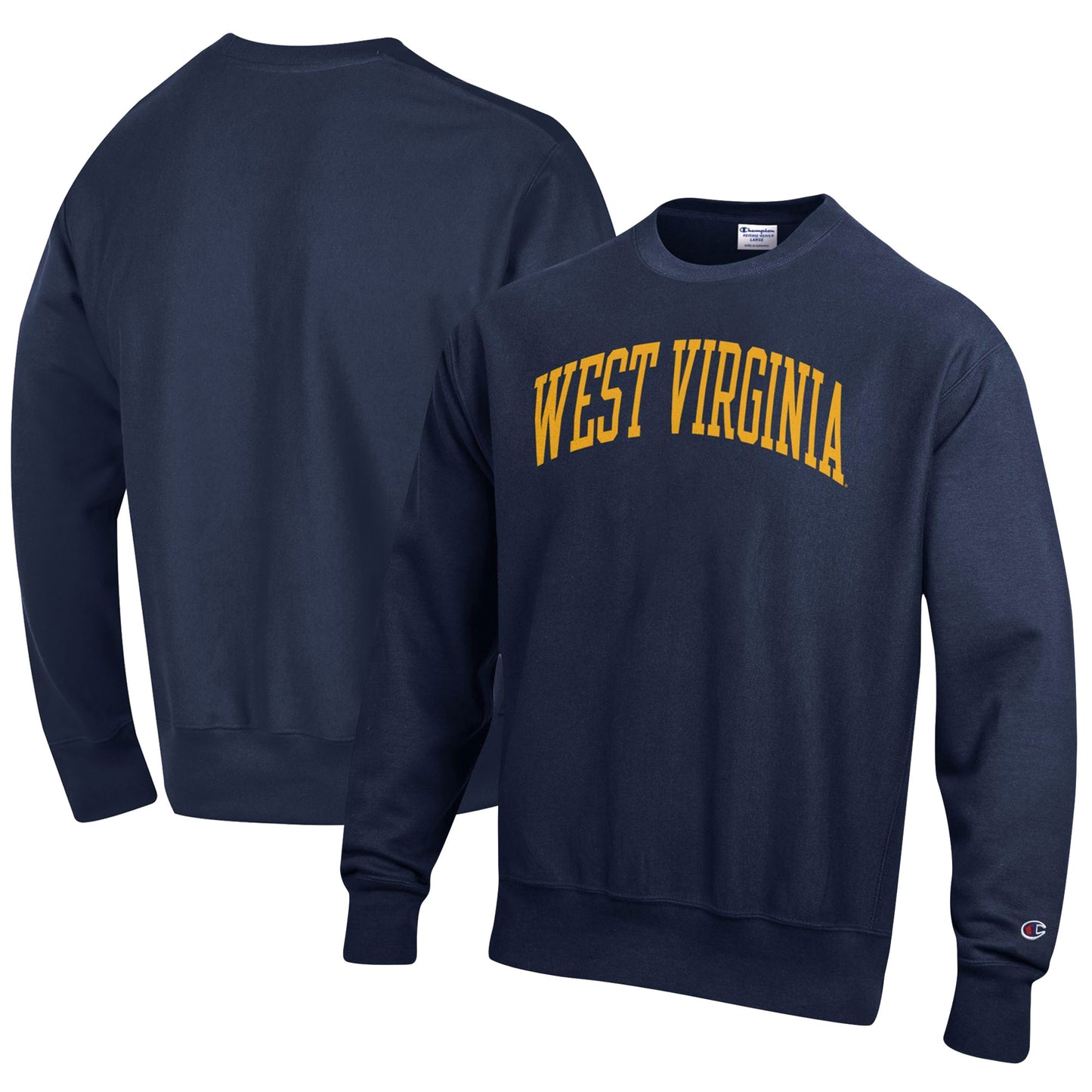 Men's Champion Navy West Virginia Mountaineers Big & Tall Reverse Weave Fleece Crewneck Pullover Sweatshirt