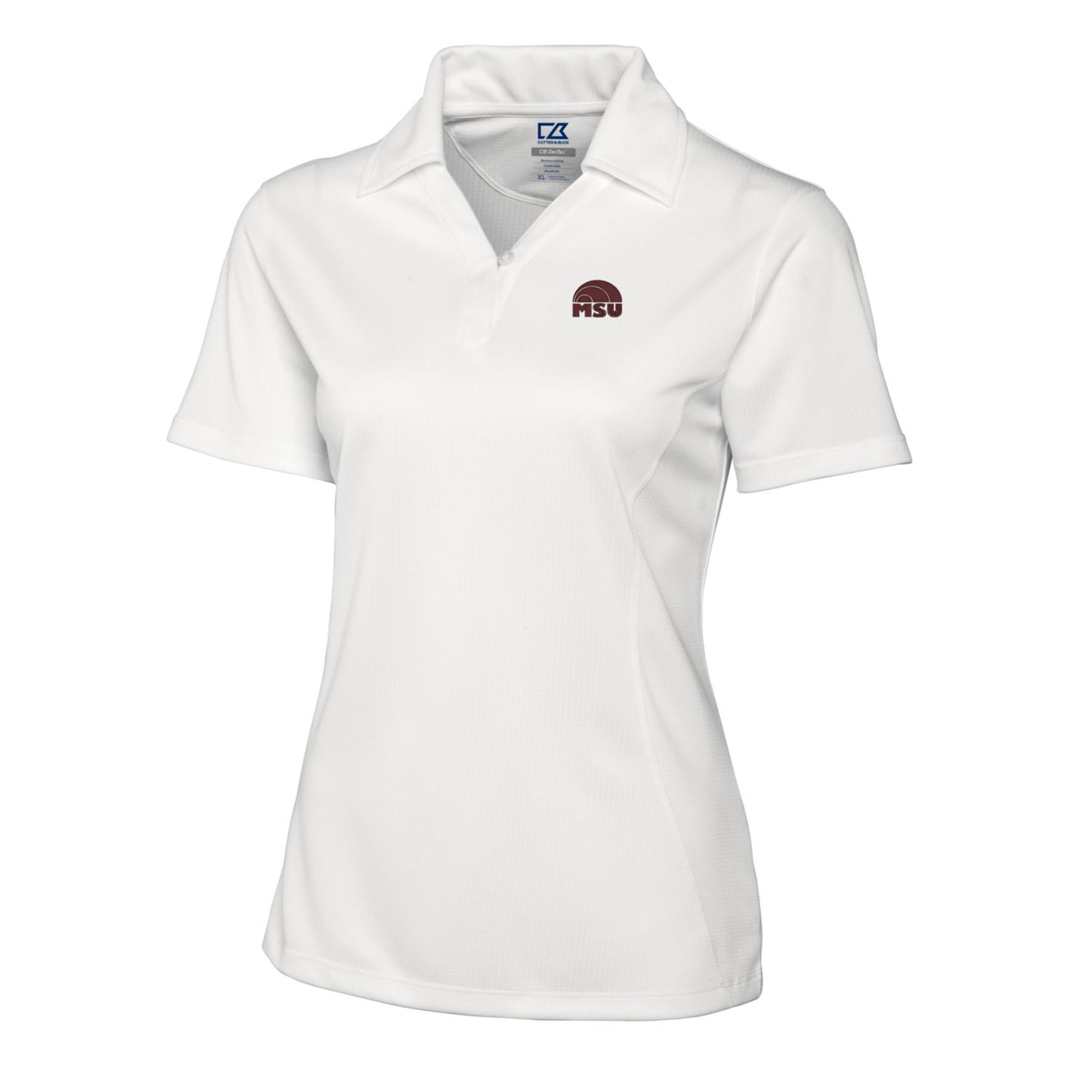 Women's Cutter & Buck White Mississippi State Bulldogs Logo DryTec Genre Polo