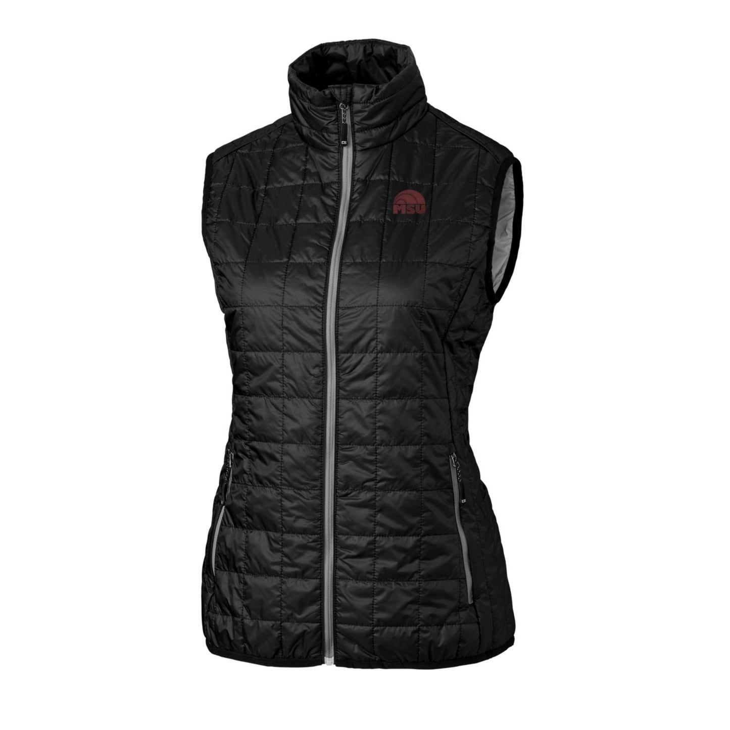 Women's Cutter & Buck Black Mississippi State Bulldogs Logo Rainier PrimaLoft Eco Full-Zip Vest