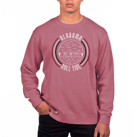 Men's Uscape Apparel Crimson Alabama Crimson Tide Pigment Dyed Fleece Crew Neck Sweatshirt