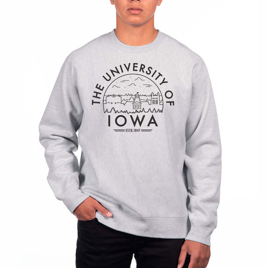 Men's Uscape Apparel Heathered Gray Iowa Hawkeyes Premium Fleece Crew Neck Sweatshirt