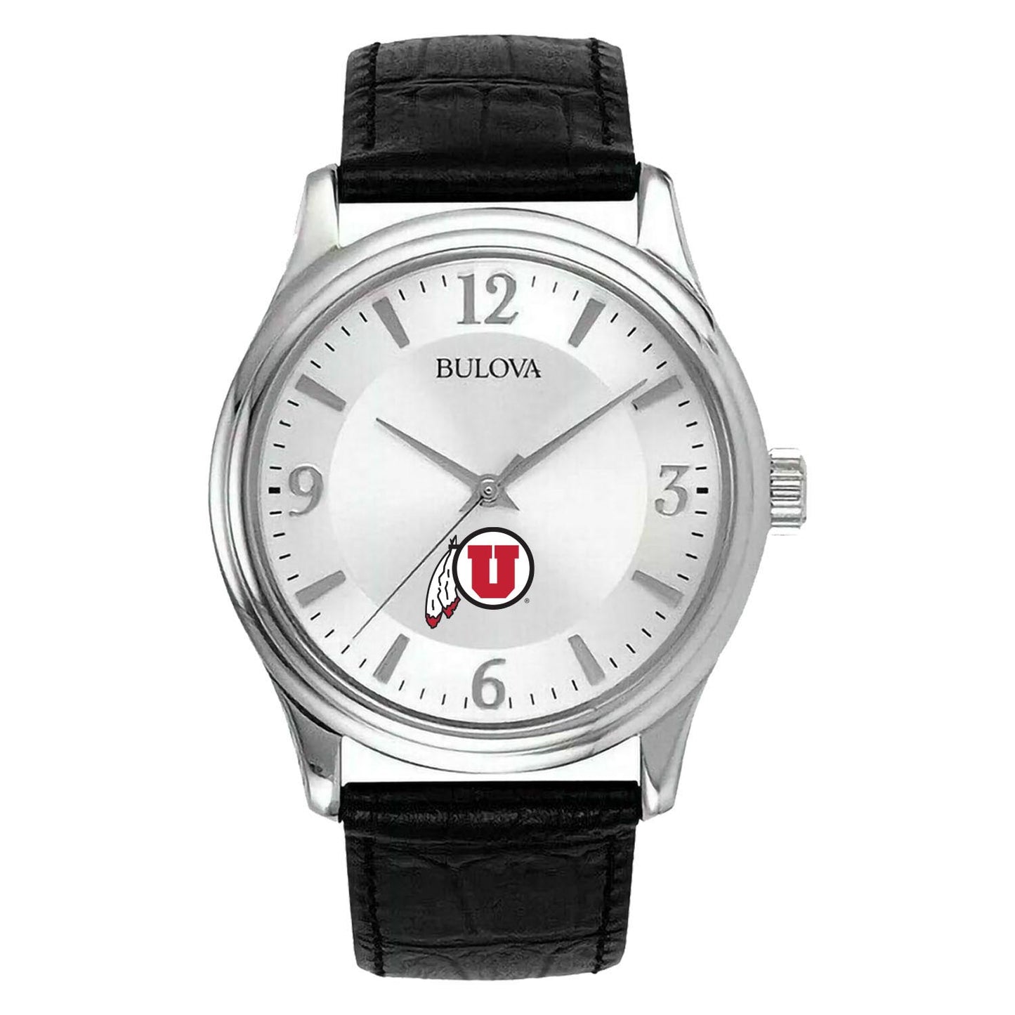 Men's Silver Utah Utes Leather Watch