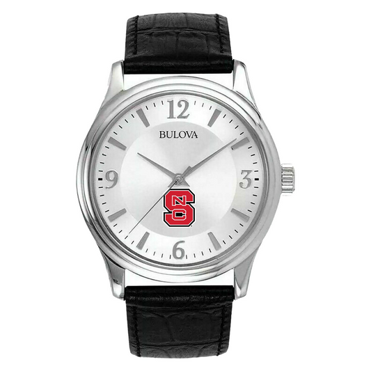 Men's Silver NC State Wolfpack Leather Watch