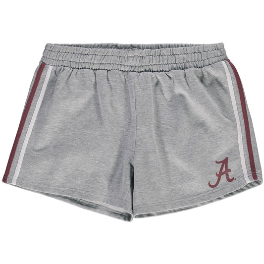 Women's Heathered Gray Alabama Crimson Tide Plus Size 2-Stripes Shorts