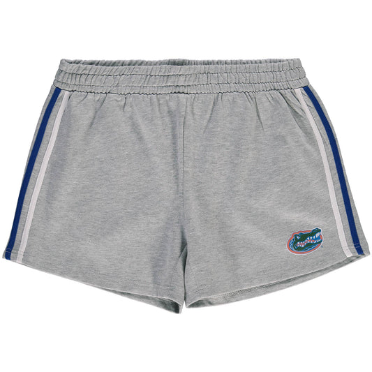 Women's Heathered Gray Florida Gators Plus Size 2-Stripes Shorts