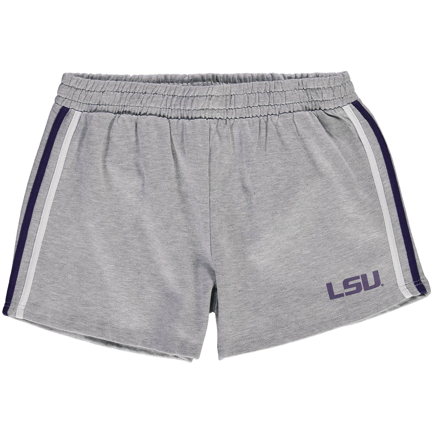 Women's Heathered Gray LSU Tigers Plus Size 2-Stripes Shorts