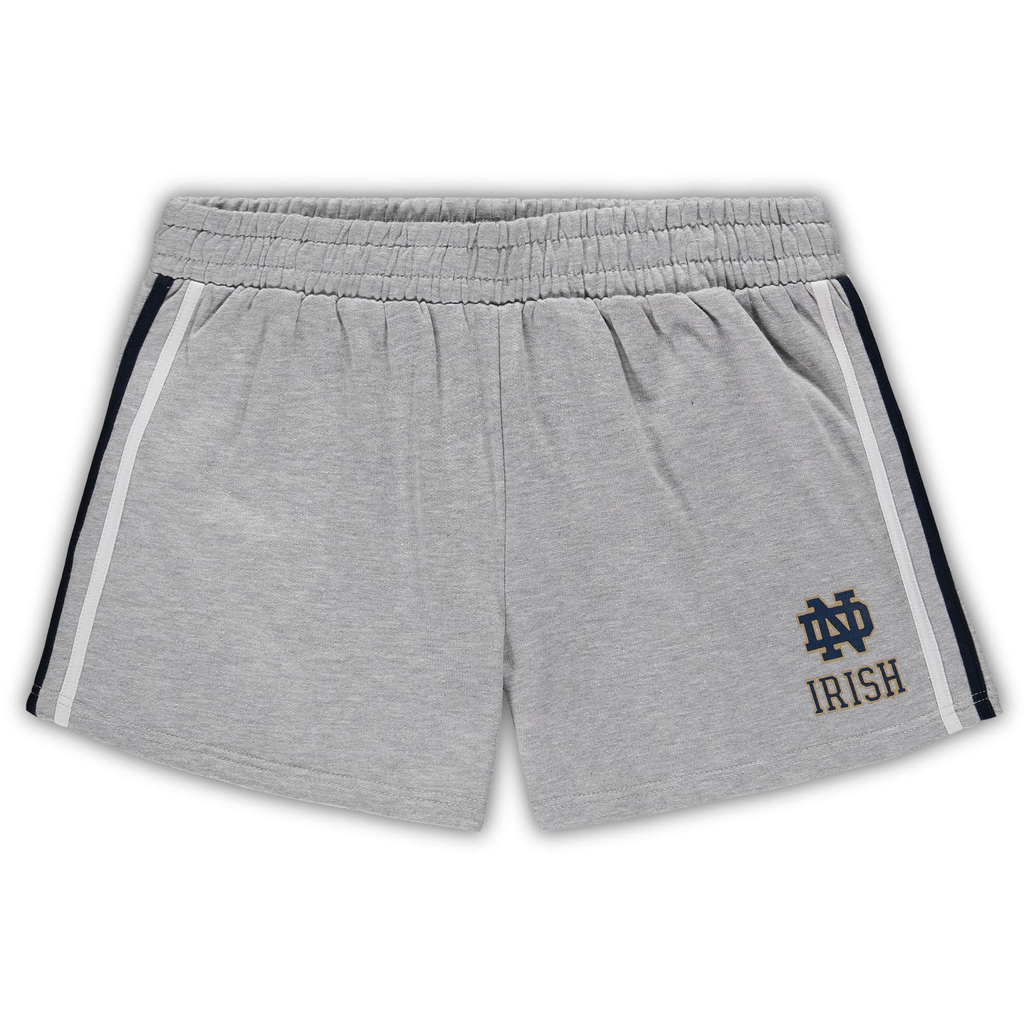 Women's Heathered Gray Notre Dame Fighting Irish Plus Size 2 Stripes Shorts