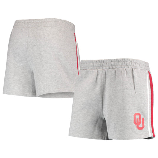 Women's Heathered Gray Oklahoma Sooners Plus Size 2-Stripes Shorts