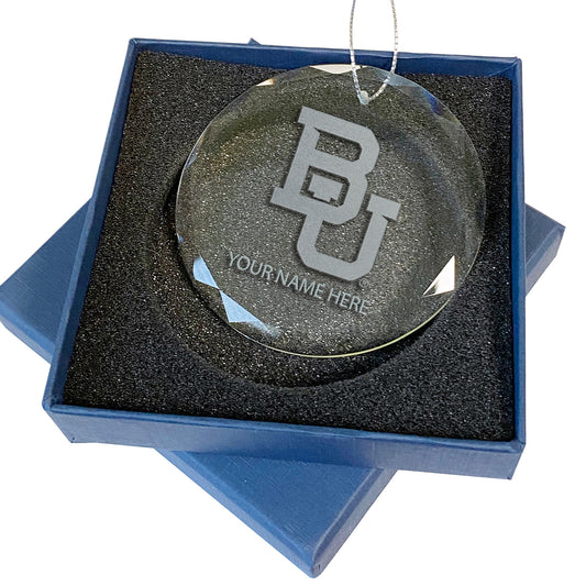 Baylor Bears 3.25'' Personalized Etched Glass Ornament