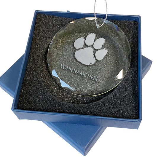 Clemson Tigers 3.25'' Personalized Etched Glass Ornament