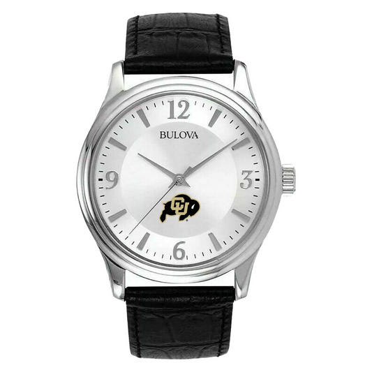 Men's Silver Colorado Buffaloes Leather Watch