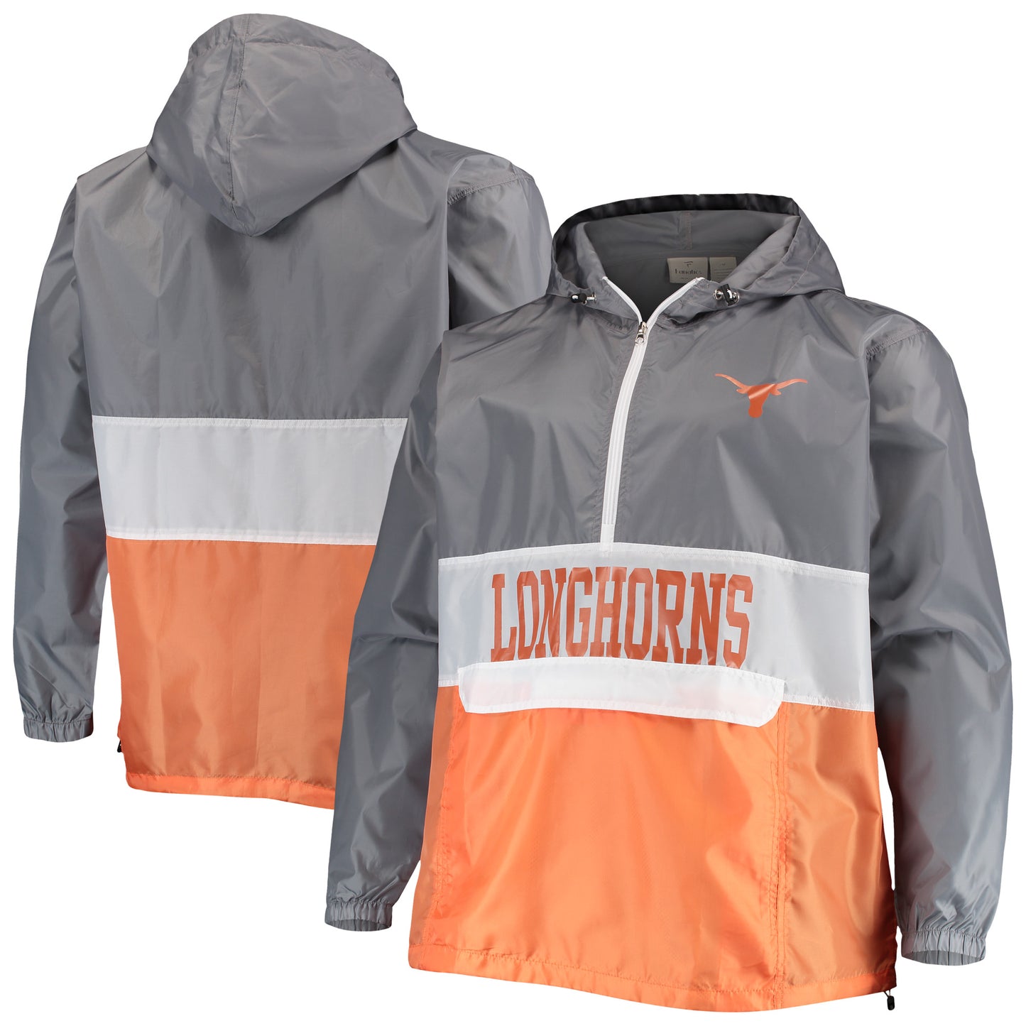 Men's Fanatics Gray/Texas Orange Texas Longhorns Big & Tall Water-Resistant Half-Zip Hoodie