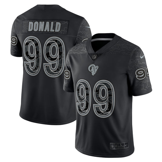 Men's Nike Aaron Donald Black Los Angeles Rams RFLCTV Limited Jersey