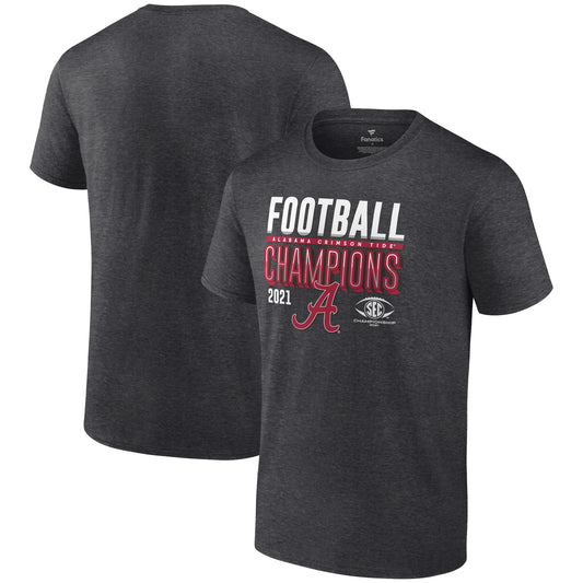 Men's Fanatics Heathered Charcoal Alabama Crimson Tide 2021 SEC Football Conference Champions Locker Room T-Shirt